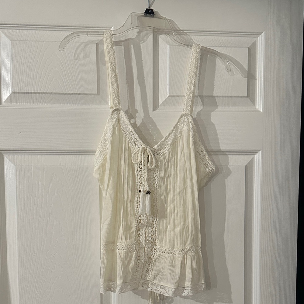 American Rag Cream Lace-Trim Tank Top